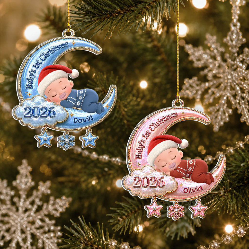 Custom Family First Christmas Ornament •  Our Little Christmas Miracle - Personalized 3D White Acrylic Ornament