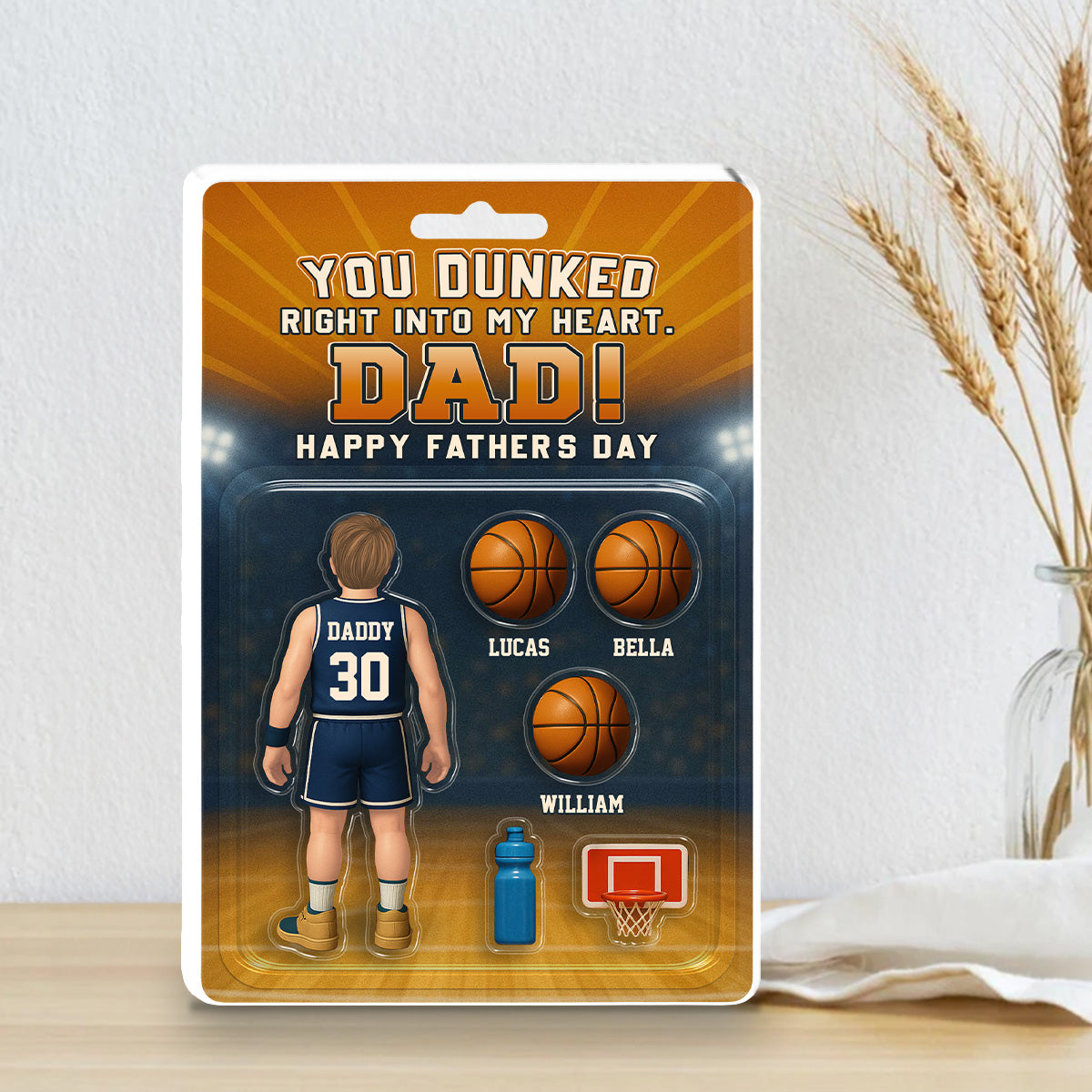 Custom Father's Day Decor, Gift for Dad & Grandpa • You Dunked Right Into My Heart - Personalized Acrylic Plaque