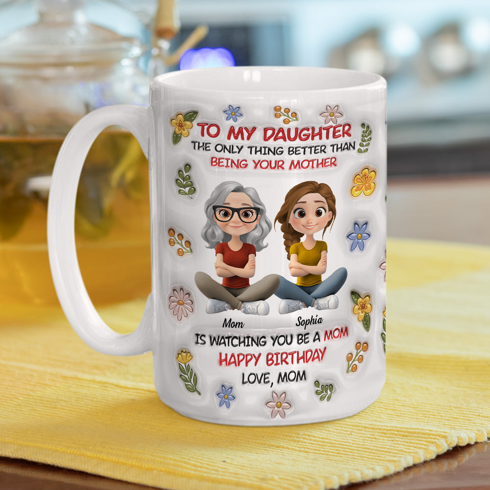 Custom Mother's Day Gift for Daughter • Daughter Become A Mom Cartoonize - Personalized 3D Inflated Effect Mug