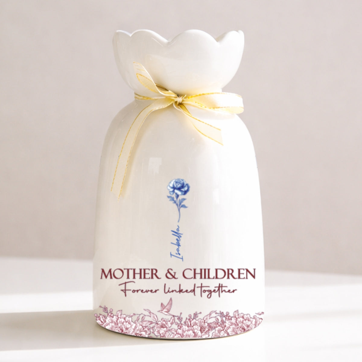 Forever Linked Together - Personalized Ribbon Tie Flower Vase