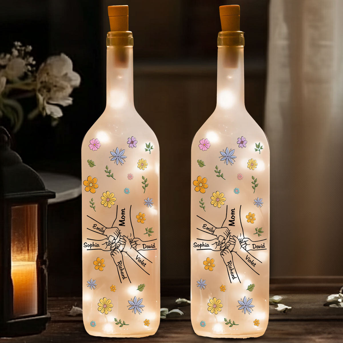 Mom Hold Our Hands - Personalized Bottle Lamp