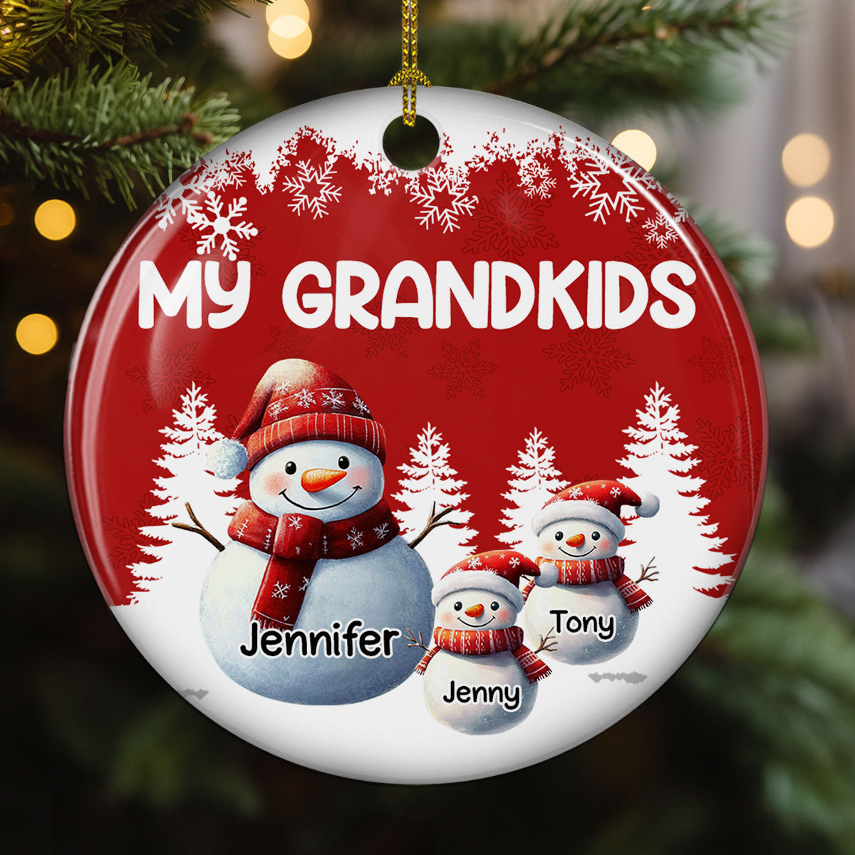Custom Family Ornament, Christmas Gift for Family Members •  My Fav People Call Me Grandma - Personalized Ceramic Ornament