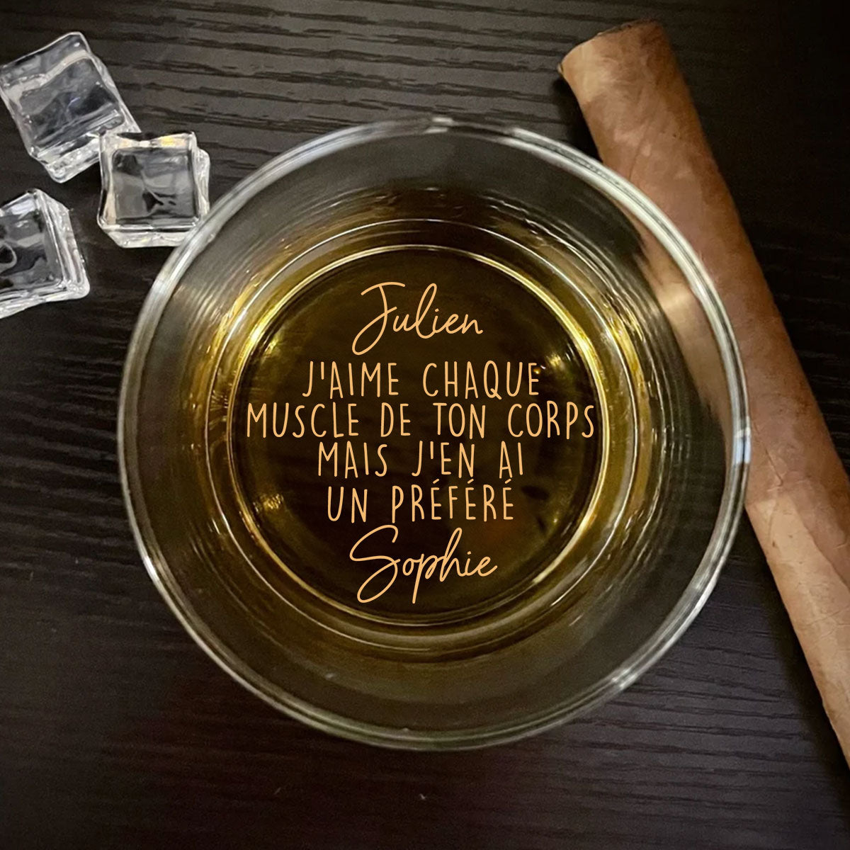 Custom Christmas Anniversary Birthday Drinkware Gifts for Husband • J’aime Chaque Muscle De Toi – Verre à Whisky Gravé Personnalisé