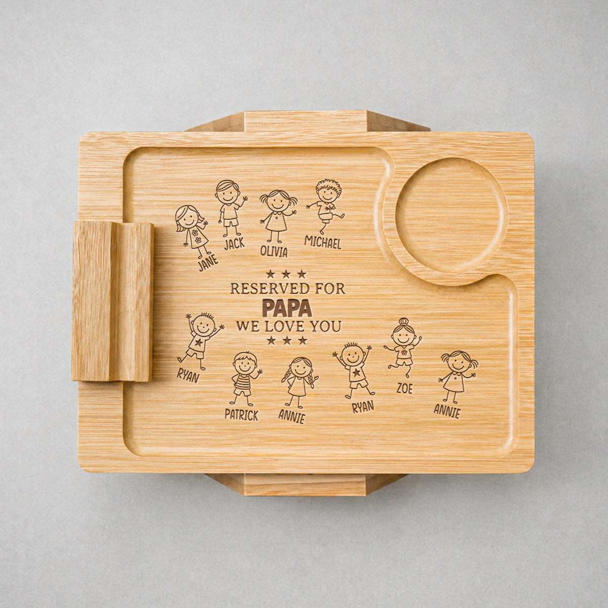 Reserved For Dad - Personalized Engraved Wooden Couch Arm Table