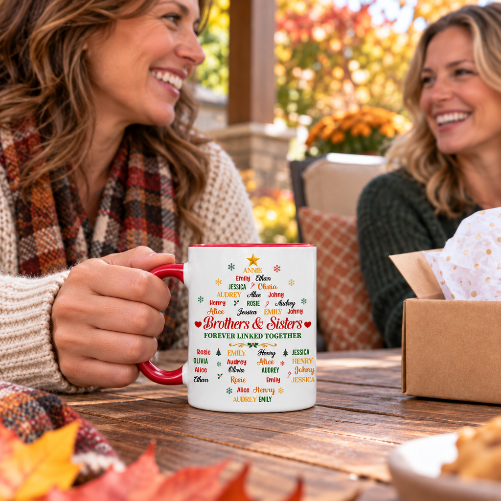 Custom Christmas & Birthday Gift for Brother & Sister • Our Bond Grows With Time - Personalized Accent Mug