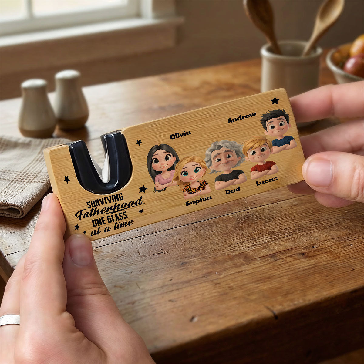 Surviving Fatherhood - Personalized Opener Sharpener Stowel