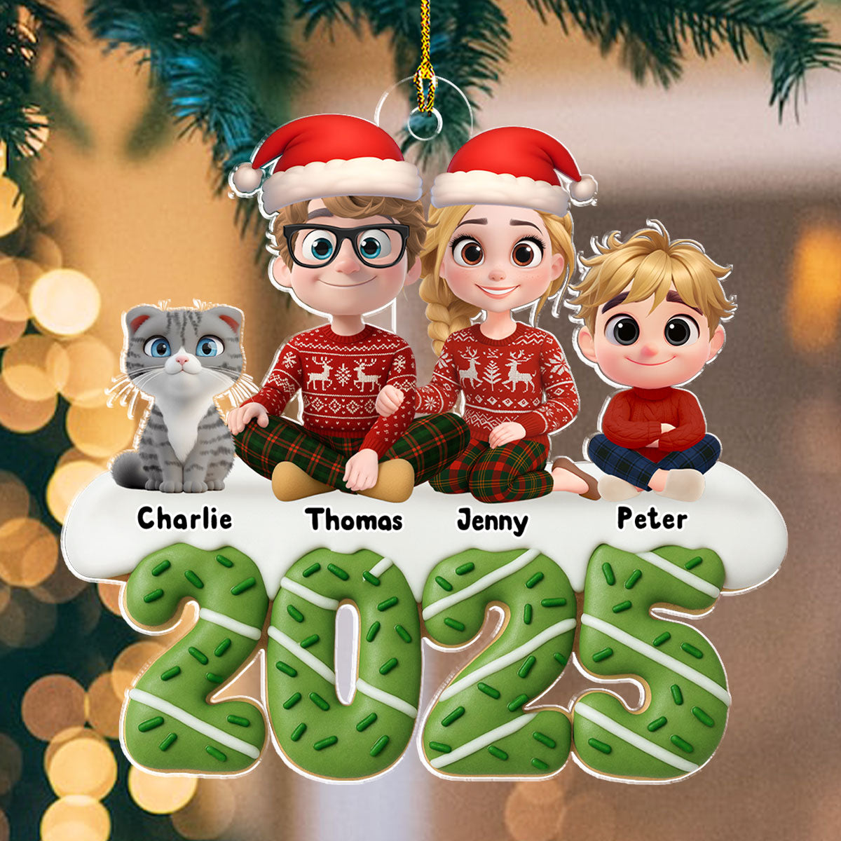 Custom Family Ornament, Christmas Gift for Family Members •  Happiness Baked At Home - Personalized Acrylic Ornament