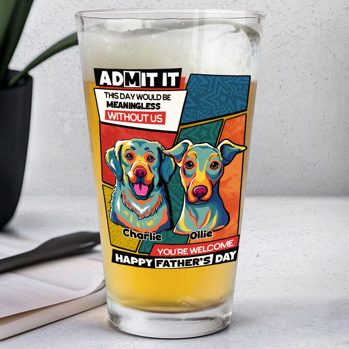 Meaningless Without Us - Personalized Beer Glass