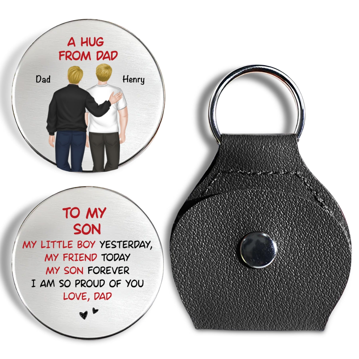 Custom Coin Keychain for Son, Father's Day Birthday Gifts • Forever Proud Of You - Personalized Pocket Hug