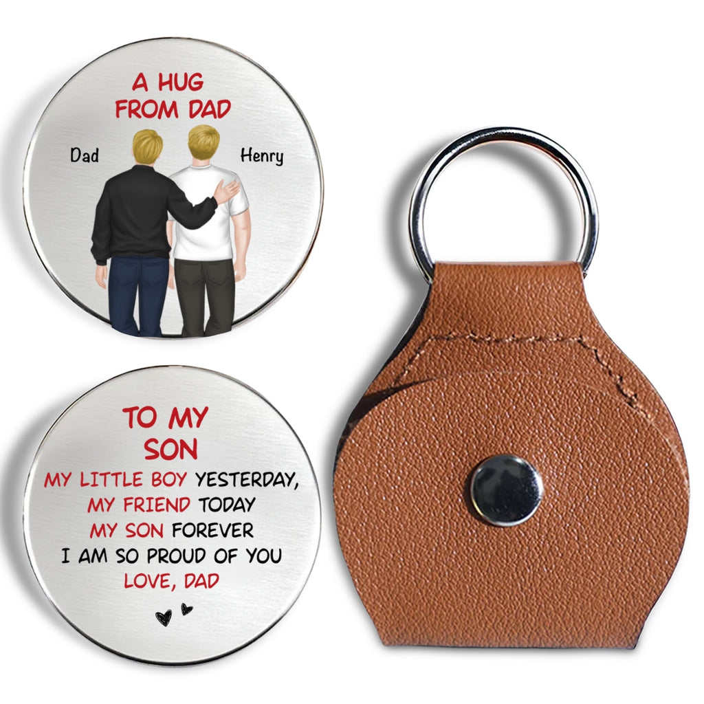 Custom Coin Keychain for Son, Father's Day Birthday Gifts • Forever Proud Of You - Personalized Pocket Hug