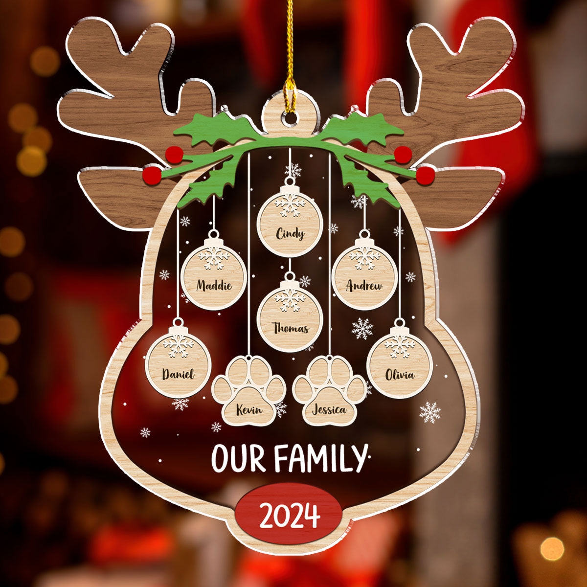 Custom Keepsake Christmas Ornament •  Lovely Family - Personalized Acrylic Ornament