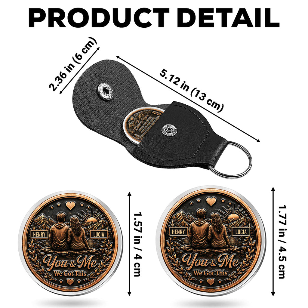 Custom Coin Keychain for Wife, Couple Anniversary Valentine's Day Gifts • You And Me Forever Always - Personalized 3D Printing Pocket Hug