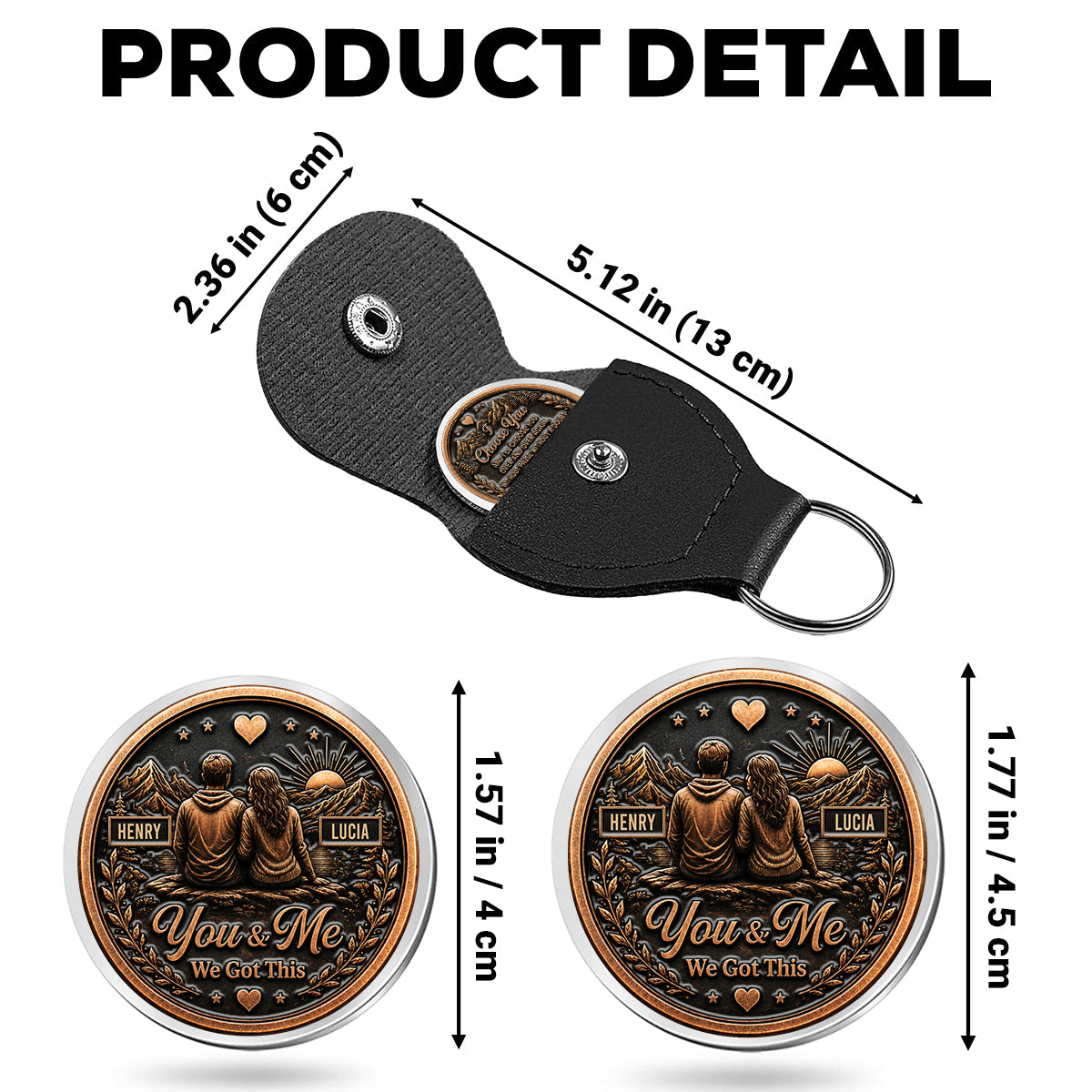 Custom Coin Keychain for Wife, Couple Anniversary Valentine's Day Gifts • You And Me Forever Always - Personalized 3D Printing Pocket Hug