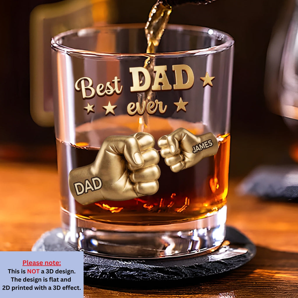 Custom Father's Day Birthday Gifts for Dad • Gold Best Dad - Personalized Whiskey Glass