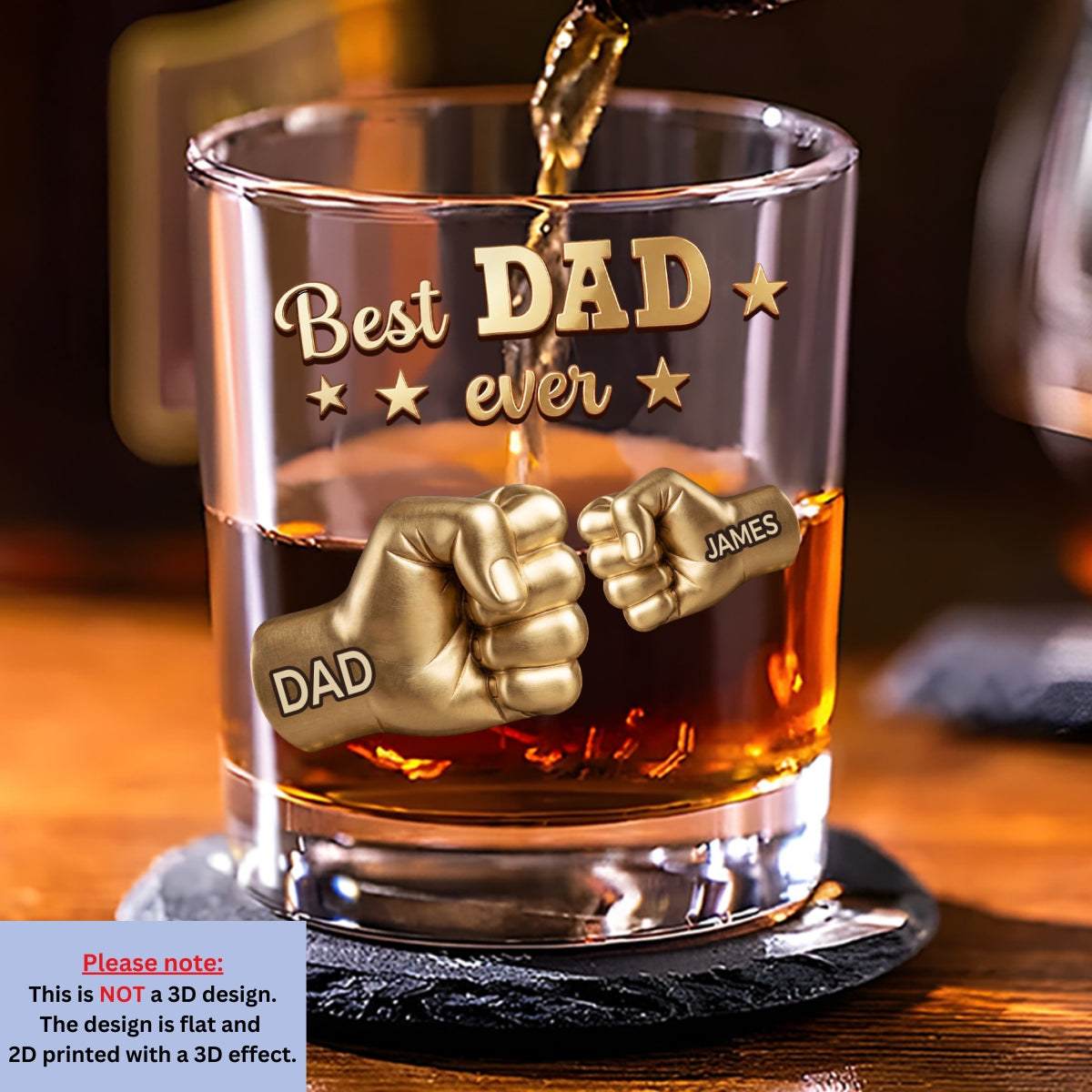 Custom Father's Day Birthday Gifts for Dad • Gold Best Dad - Personalized Whiskey Glass