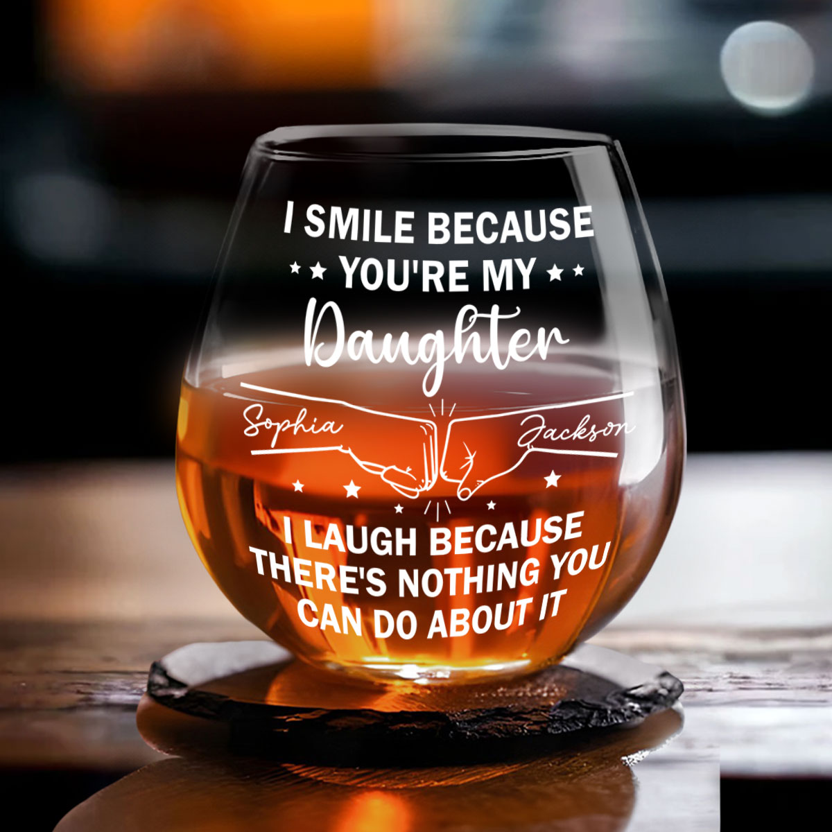 I Smile Because Of You - Personalized Wine Glass