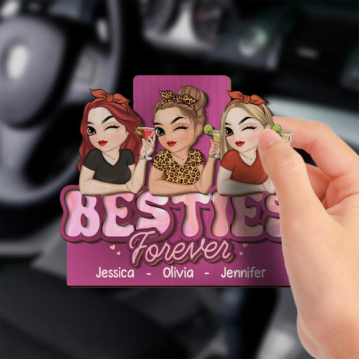 Besties Forever - Personalized Car Visor Clip