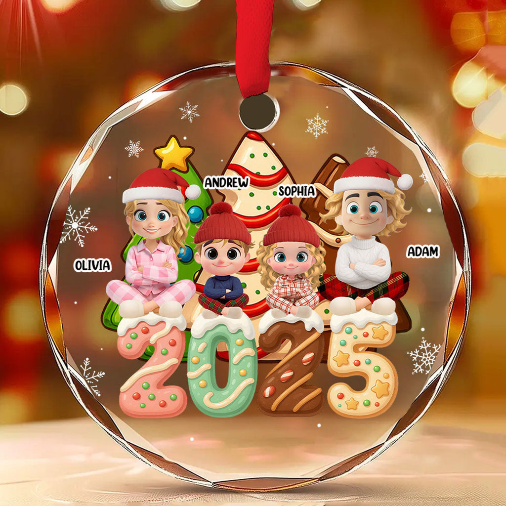 Custom Family Ornament, Christmas Gift for Family Members •  Family Cake - Personalized Glass Ornament