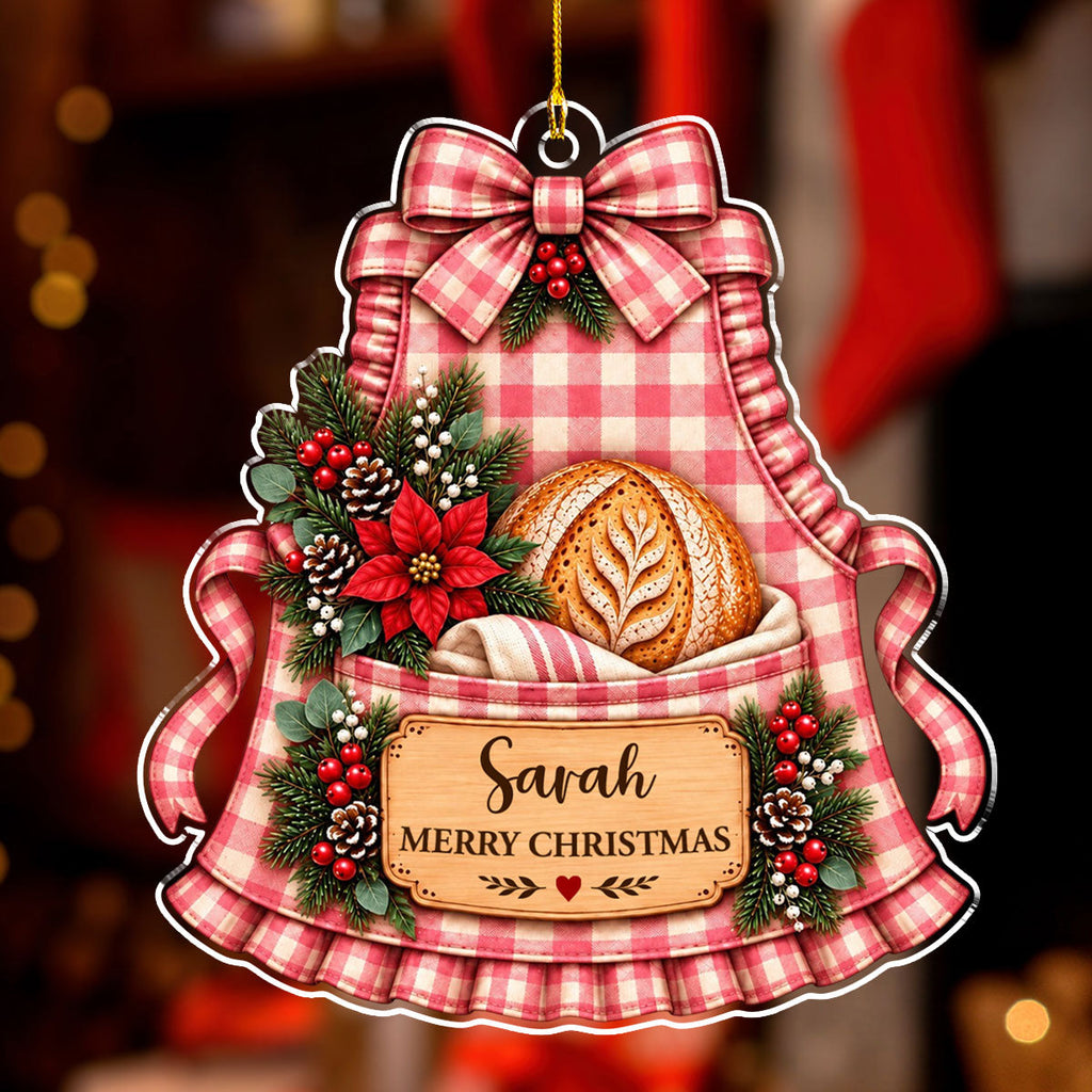 Custom Family Ornament, Christmas Gift for Family Members •  Fresh Bread Makes Hearts Happier - Personalized Acrylic Ornament