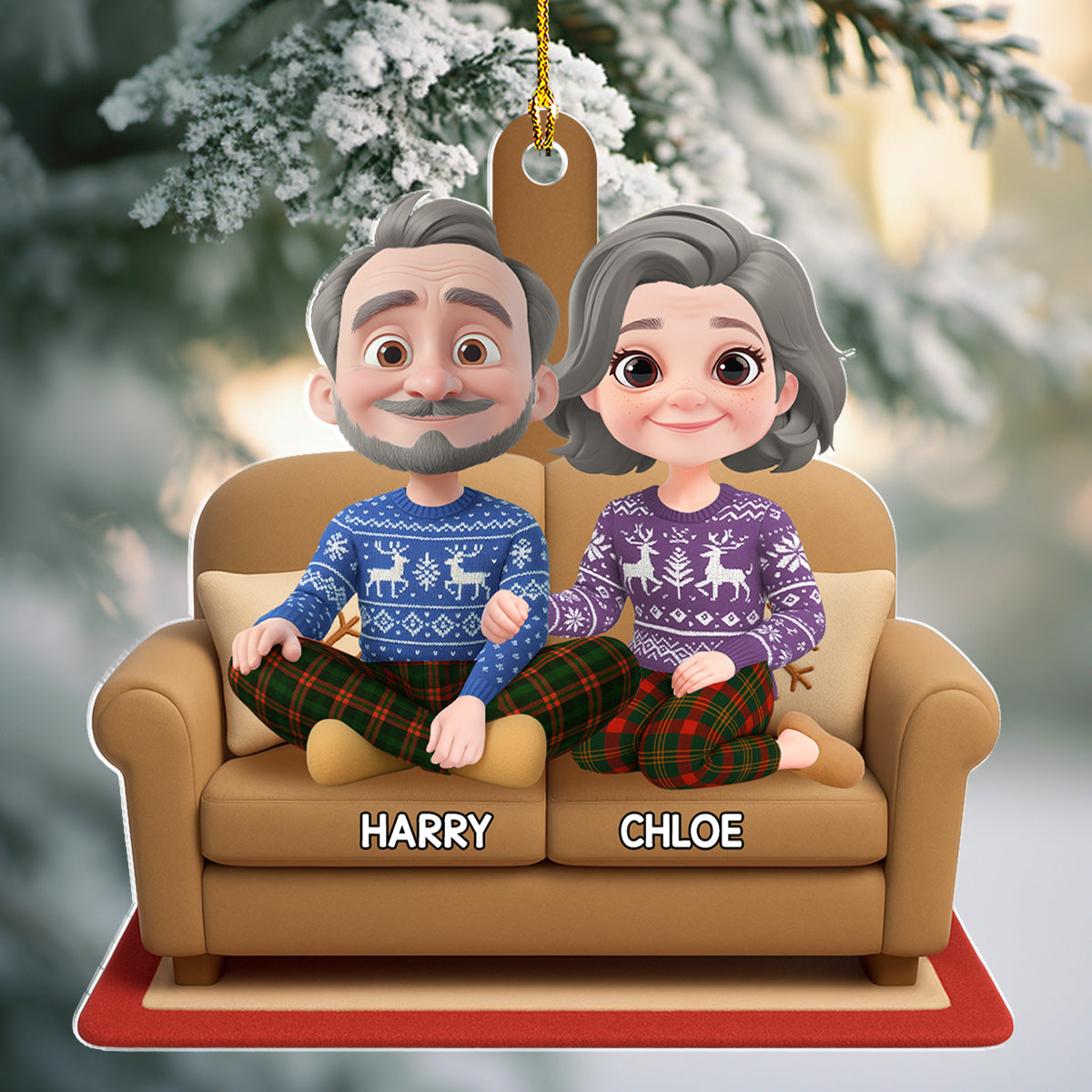 Custom Couple Christmas Ornament, Anniversary Gift •  Together Forever - Personalized 3D Effect Acrylic Ornament