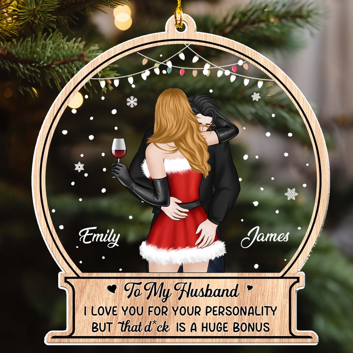 Custom Couple Christmas Ornament, Anniversary Gift •  Dear Husband - Personalized Acrylic Ornament