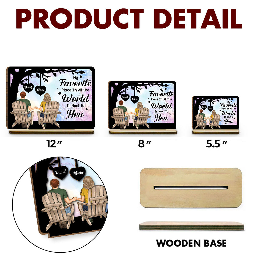 Custom Couple's Decor, Anniversary & Wedding Gift • My Favorite Place - Personalized 2-Layer Wood Plaque With Flat Base