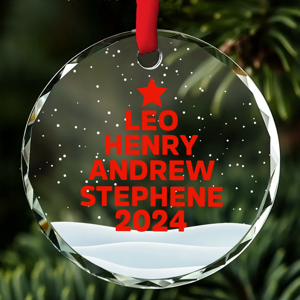 Custom Family Ornament, Christmas Gift for Family Members •  Love Family - Personalized Glass Ornament
