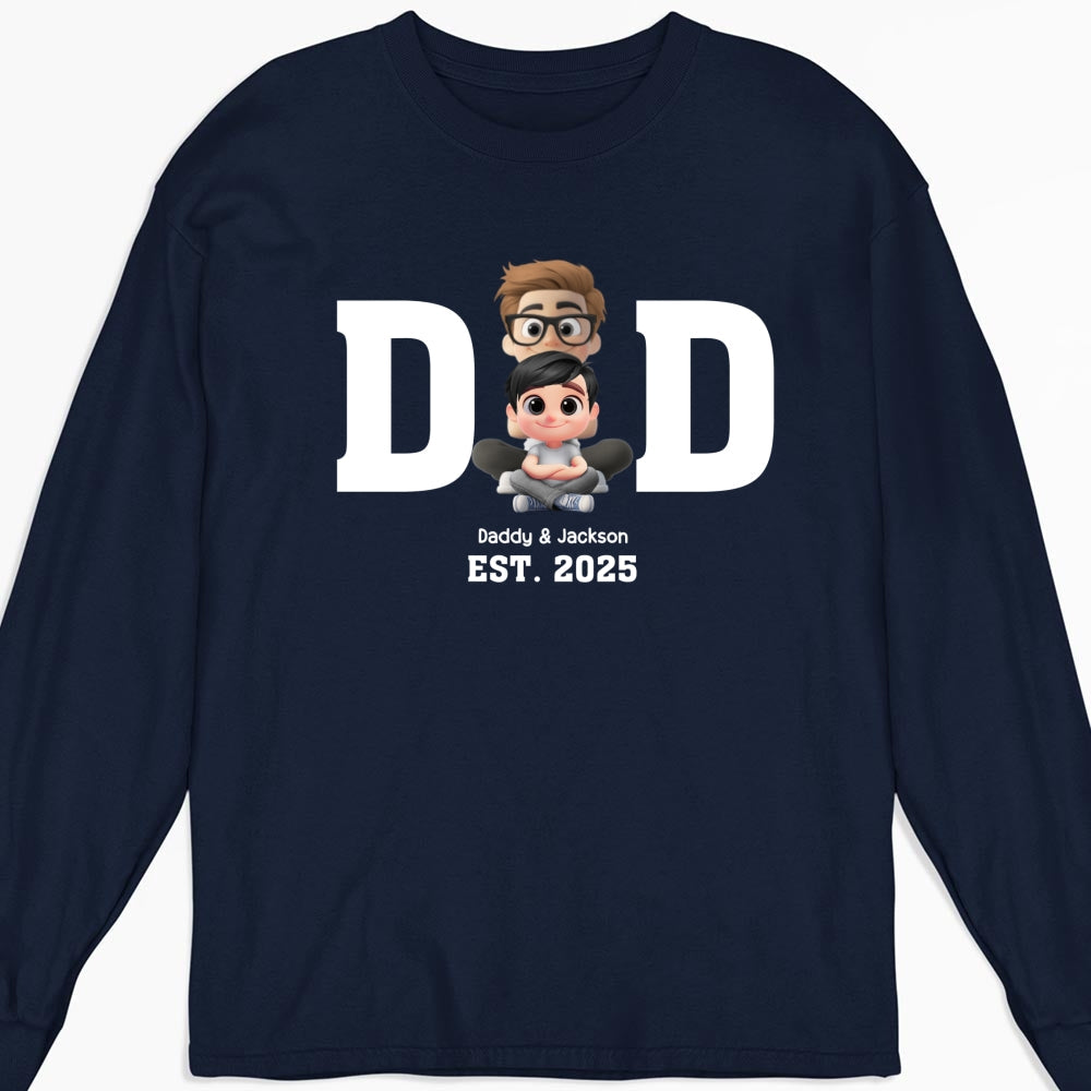 Custom Father's Day, Special Gift for Dad & Grandpa • Happy Kids With Dad - Personalized Shirt