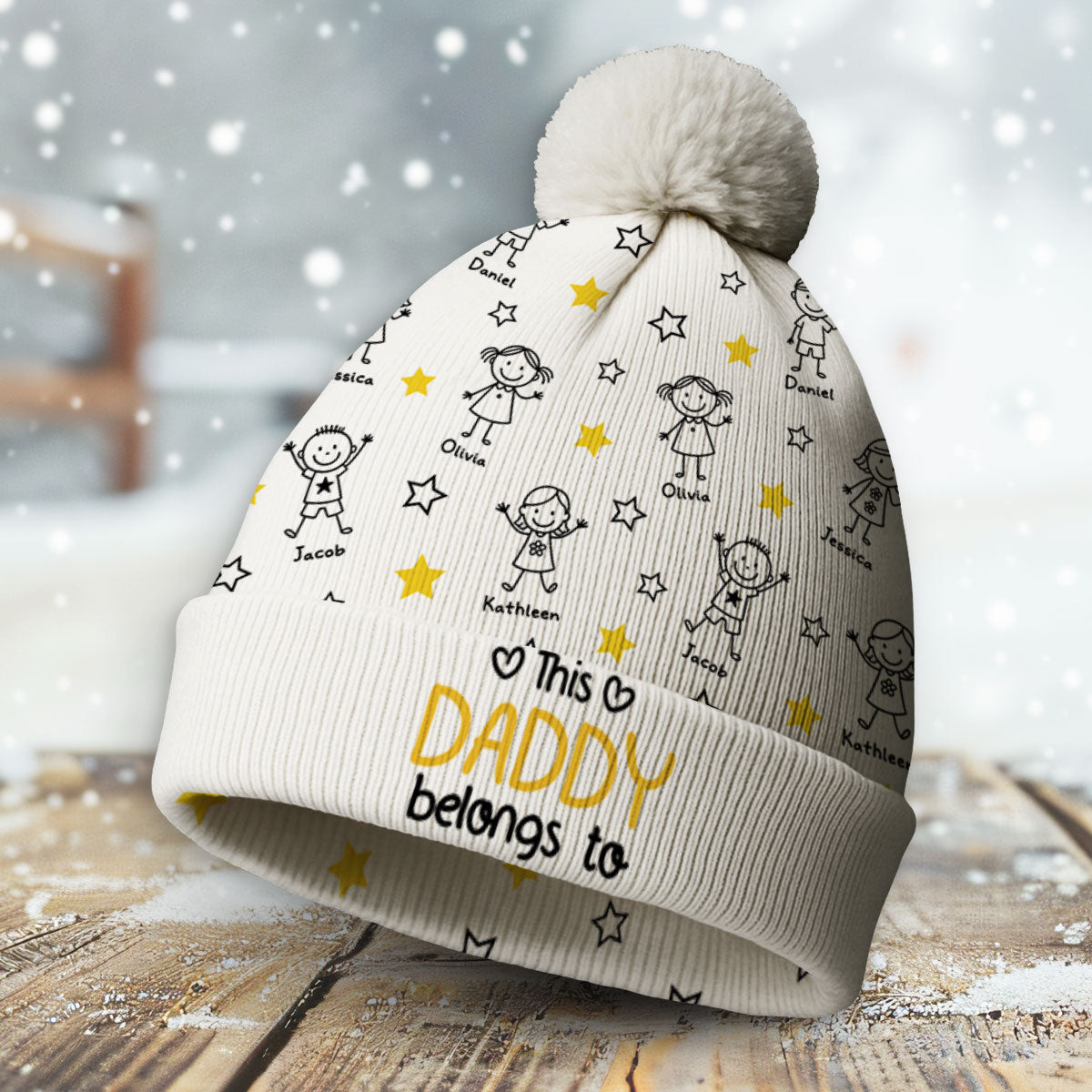 Custom Name Winter Hat, Christmas Birthday Gift • Forever Ever Your Side - Personalized Bobble Beanie Hat