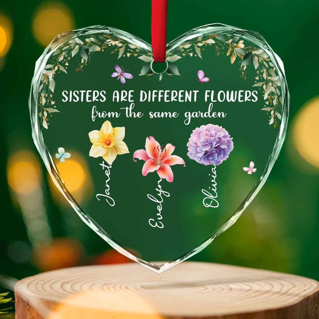 Custom Sister Christmas Ornament •  Sisters Rooted In One Garden - Personalized Glass Ornament
