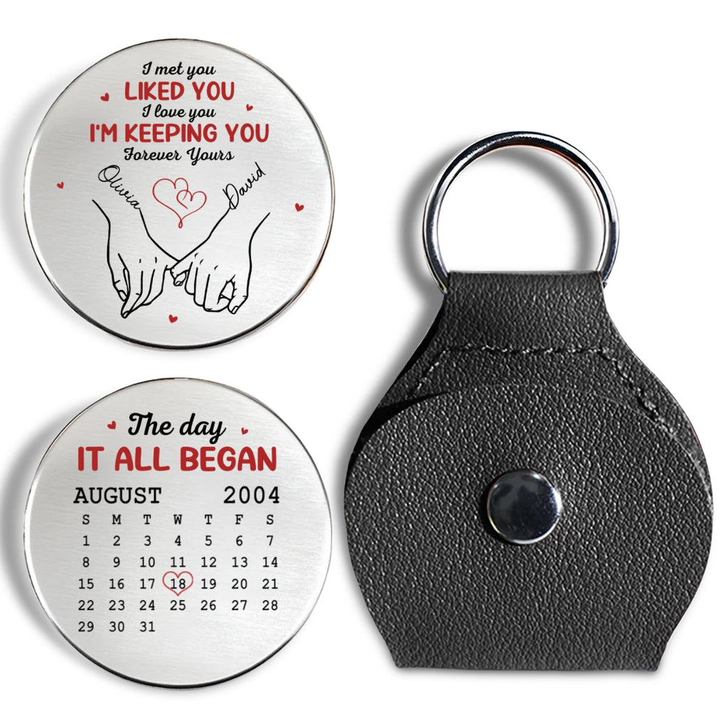 Custom Coin Keychain for Husband, Couple Anniversary Valentine's Day Gifts • Keeping You - Personalized Pocket Hug