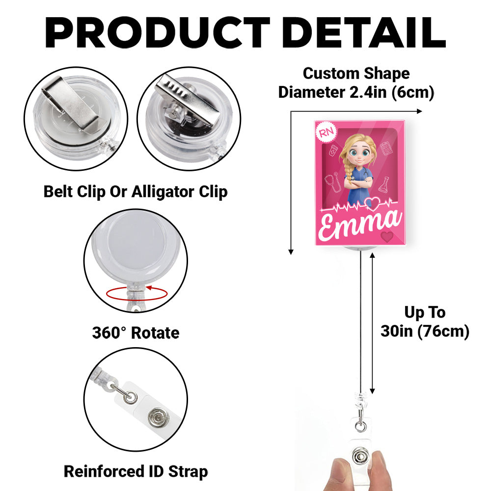 Custom Nurse ID Holder, Christmas Birthday Gifts for Healthcare Workers • I Am Proud Nurse - Personalized Acrylic Badge Reel