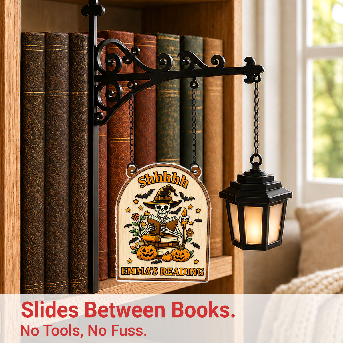 Just One More Spooky Chapter - Personalized Bookshelf Lantern Light Sign