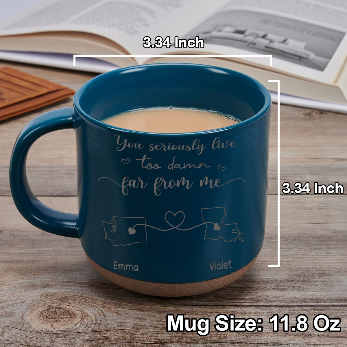 Custom Best Friend, Christmas & Birthday Friendship Keepsake Gift • I Hate How Far You Are - Personalized Engraved Pottery Mug