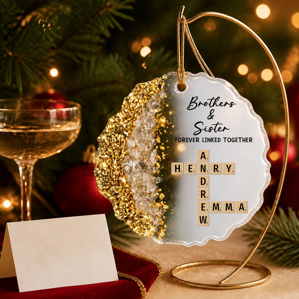 Custom Brothers & Sisters Christmas Ornament •  Family Roots Keep Us Together - Personalized Resin Ornament