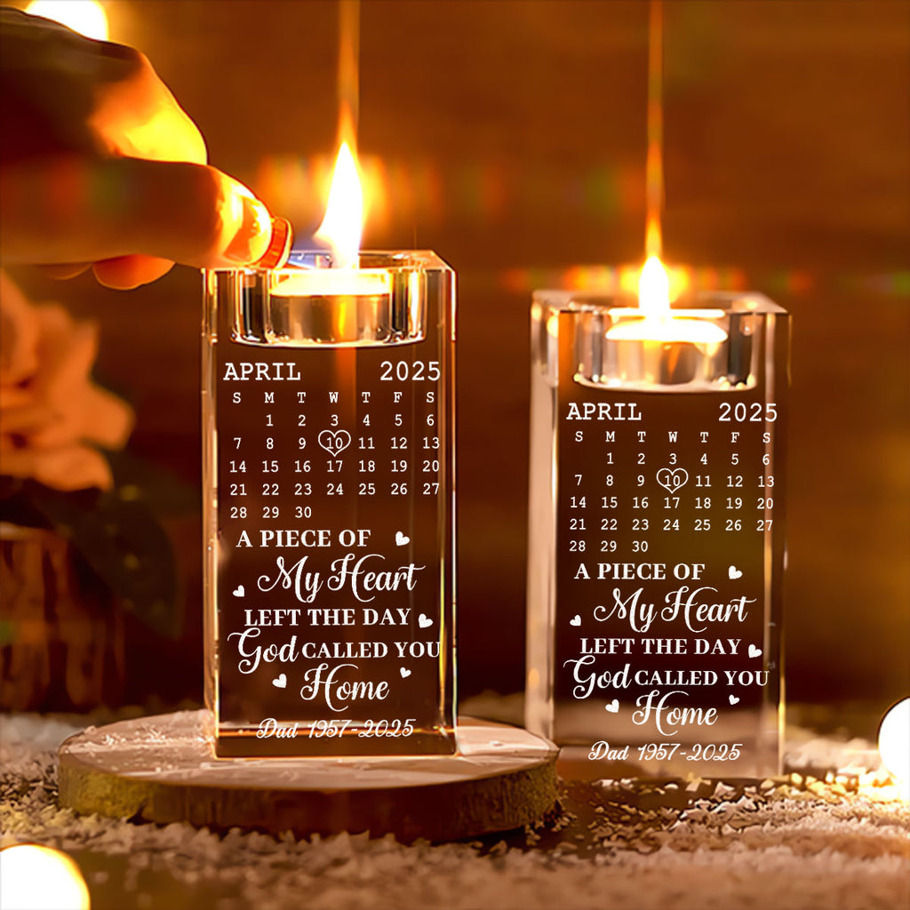A Piece Of My Heart - Personalized Engraved Crystal Candle Holder