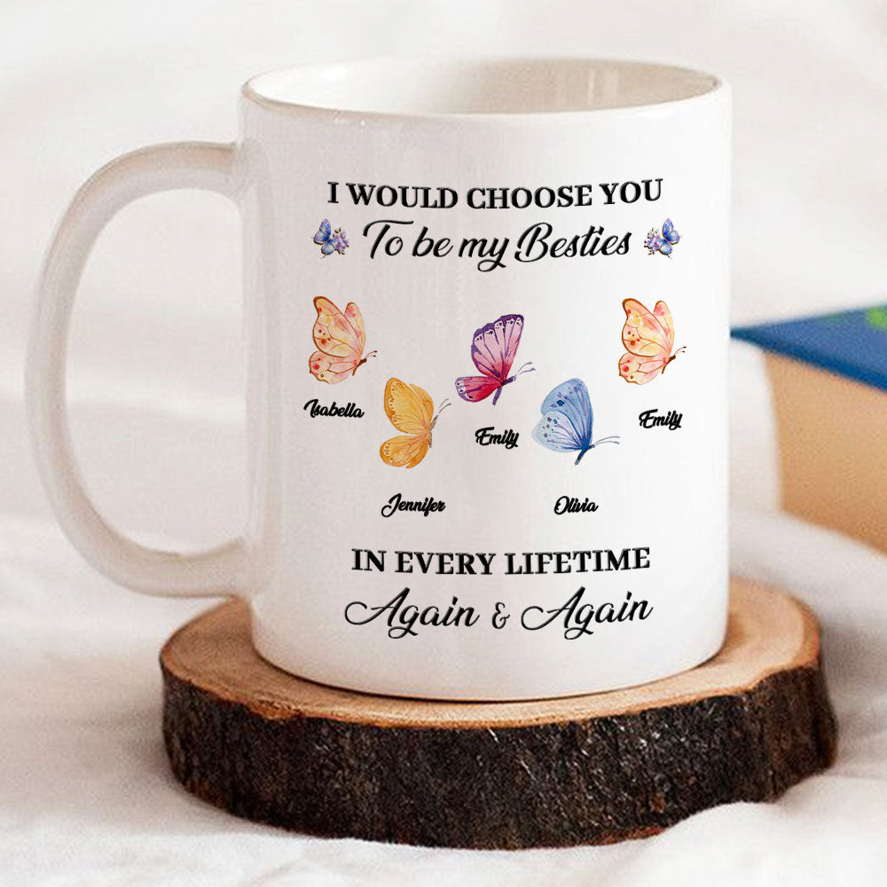 Custom Best Friend, Christmas & Birthday Friendship Keepsake Gift • Besties For Life - Personalized Coffee Mug