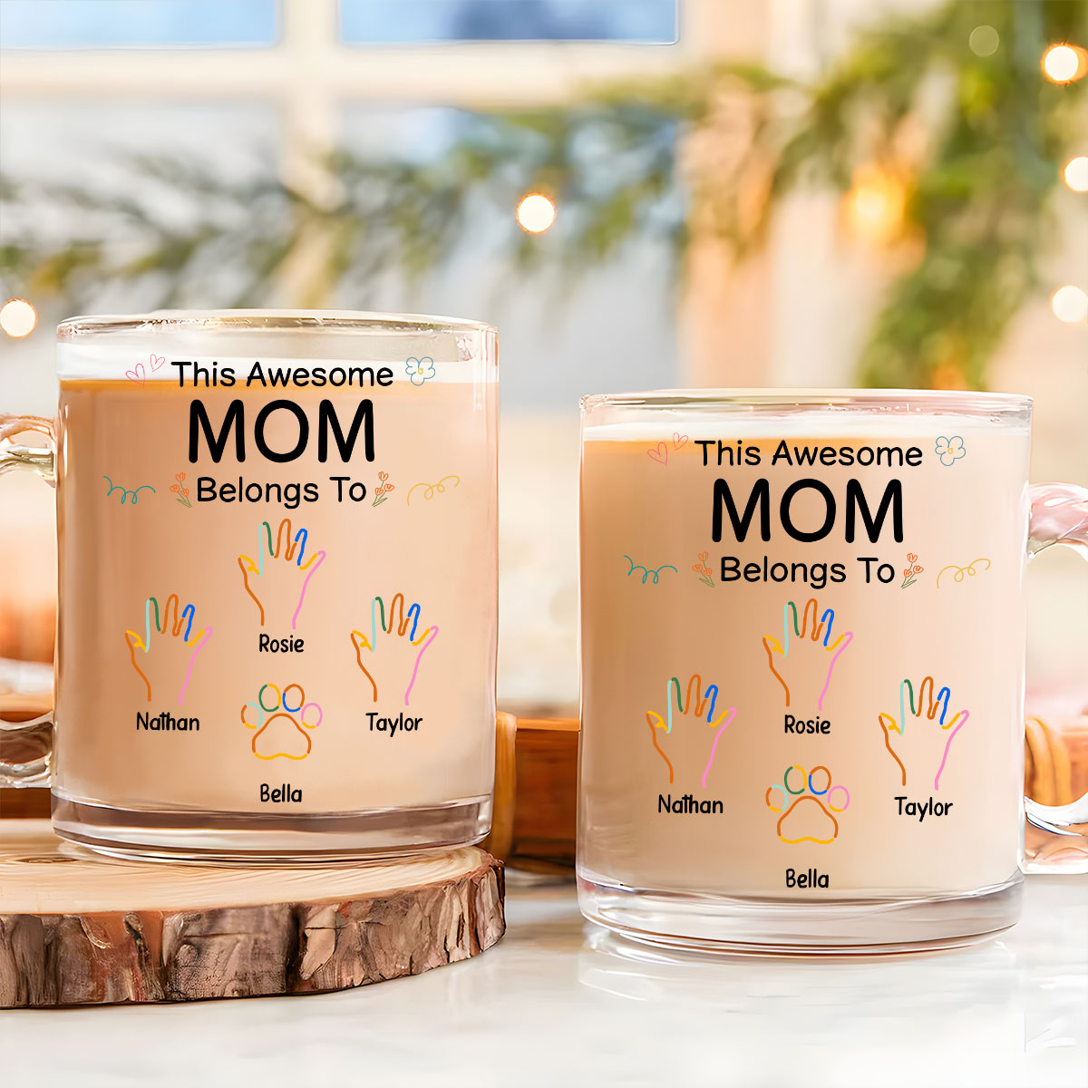 Custom Christmas & Birthday Gift For Grandma • Glass This Awesome Mom Grandma Belongs To - Personalized Glass Mug