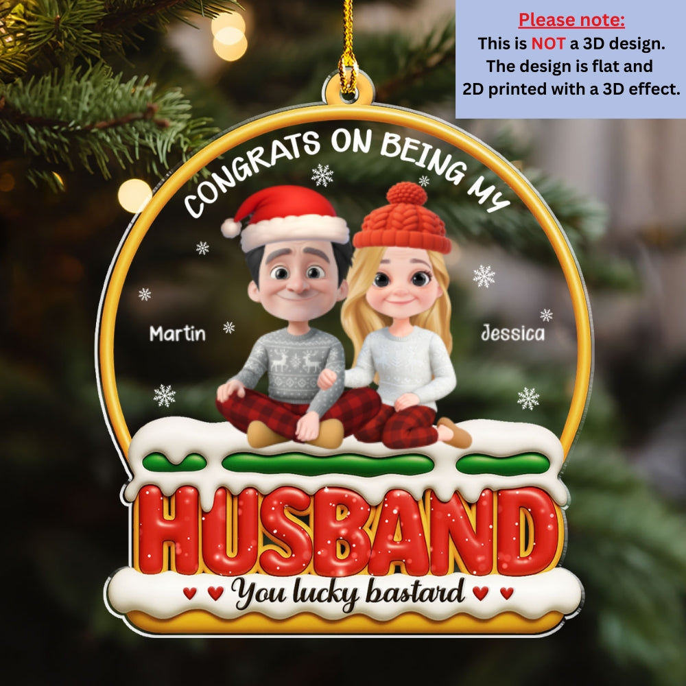 Custom Couple Christmas Ornament, Anniversary Gift •  Lucky You - Personalized Acrylic Ornament