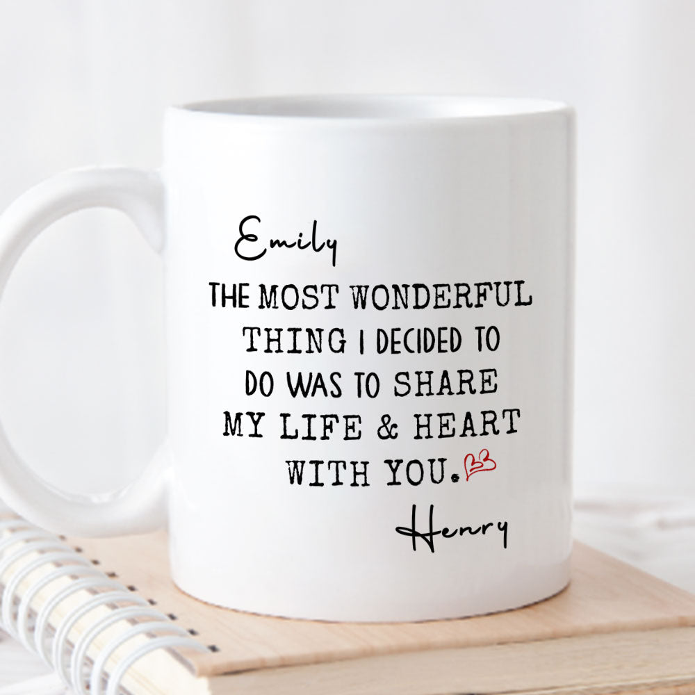 Custom Anniversary Keepsake Gifts For Couple • My Life And My Heart - Personalized Coffee Mug