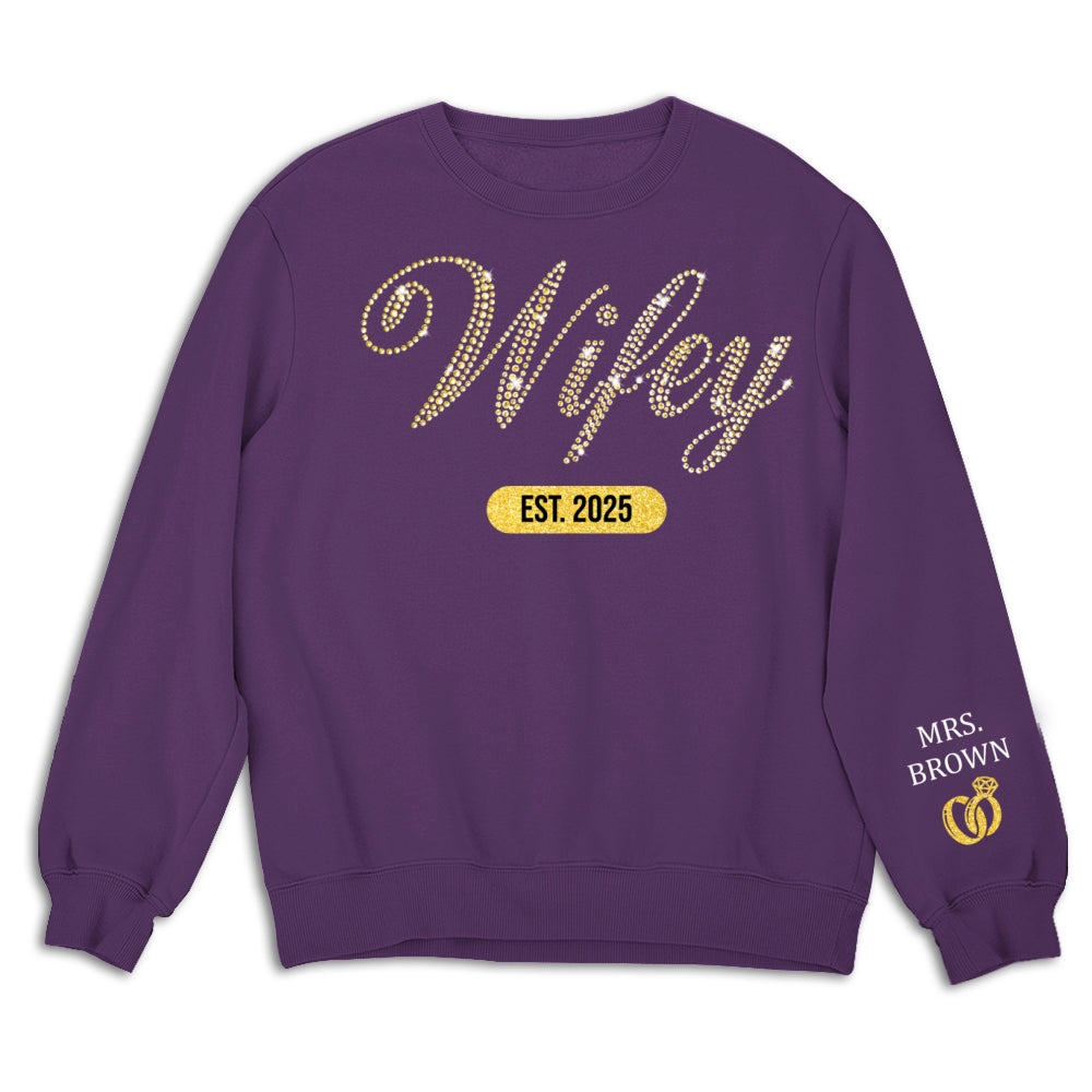 Wifey Est Anniversary Wedding Gifts For Him And Her - Personalized Sweatshirt