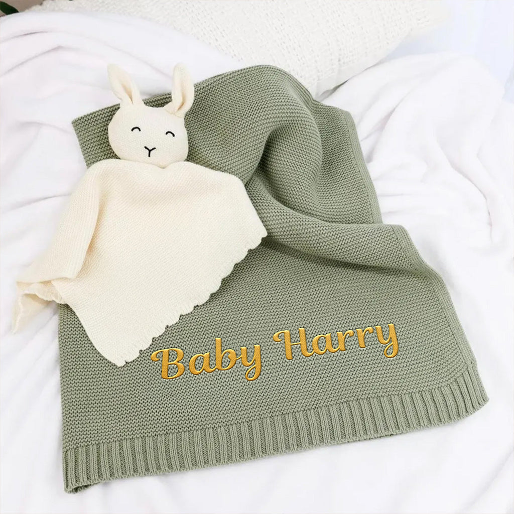 Baby Monogram - Personalized Embroidered Knitted Baby Blanket