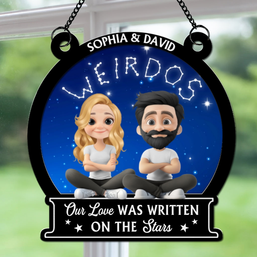 Custom Couple Hanging Decor, Anniversary Valentine's Day Gifts • Our Love Is Written On Star - Personalized Suncatcher