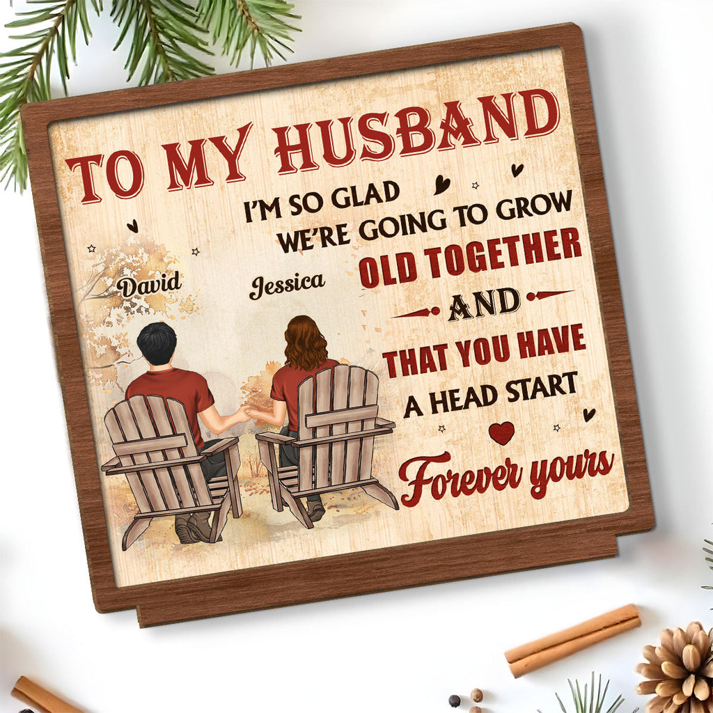 Custom Couple's Decor, Anniversary & Wedding Gift • A Lifetime With You - Personalized 2-Layer Wood Plaque With Flat Base