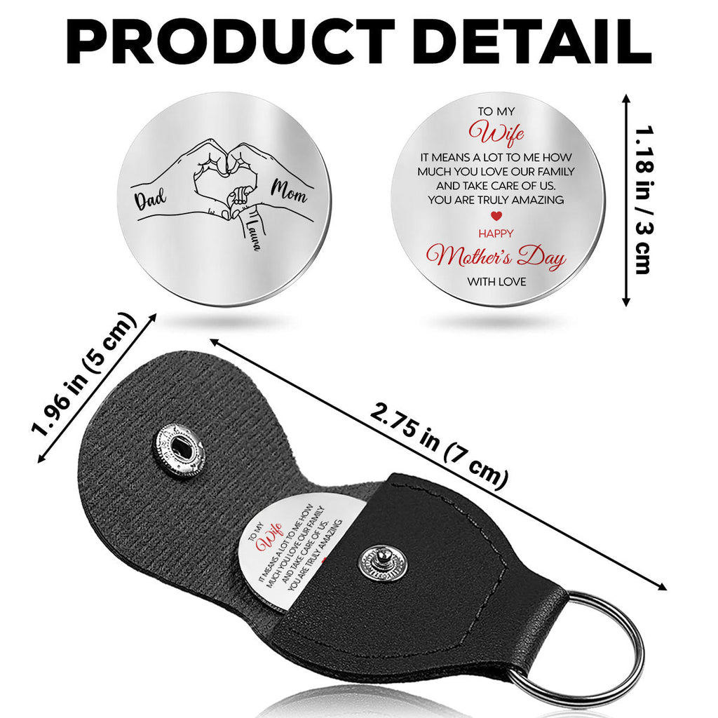 Custom Coin Keychain for Wife, Mother's Day, Anniversary Gifts • You Mean A Lot To Me - Personalized Pocket Hug