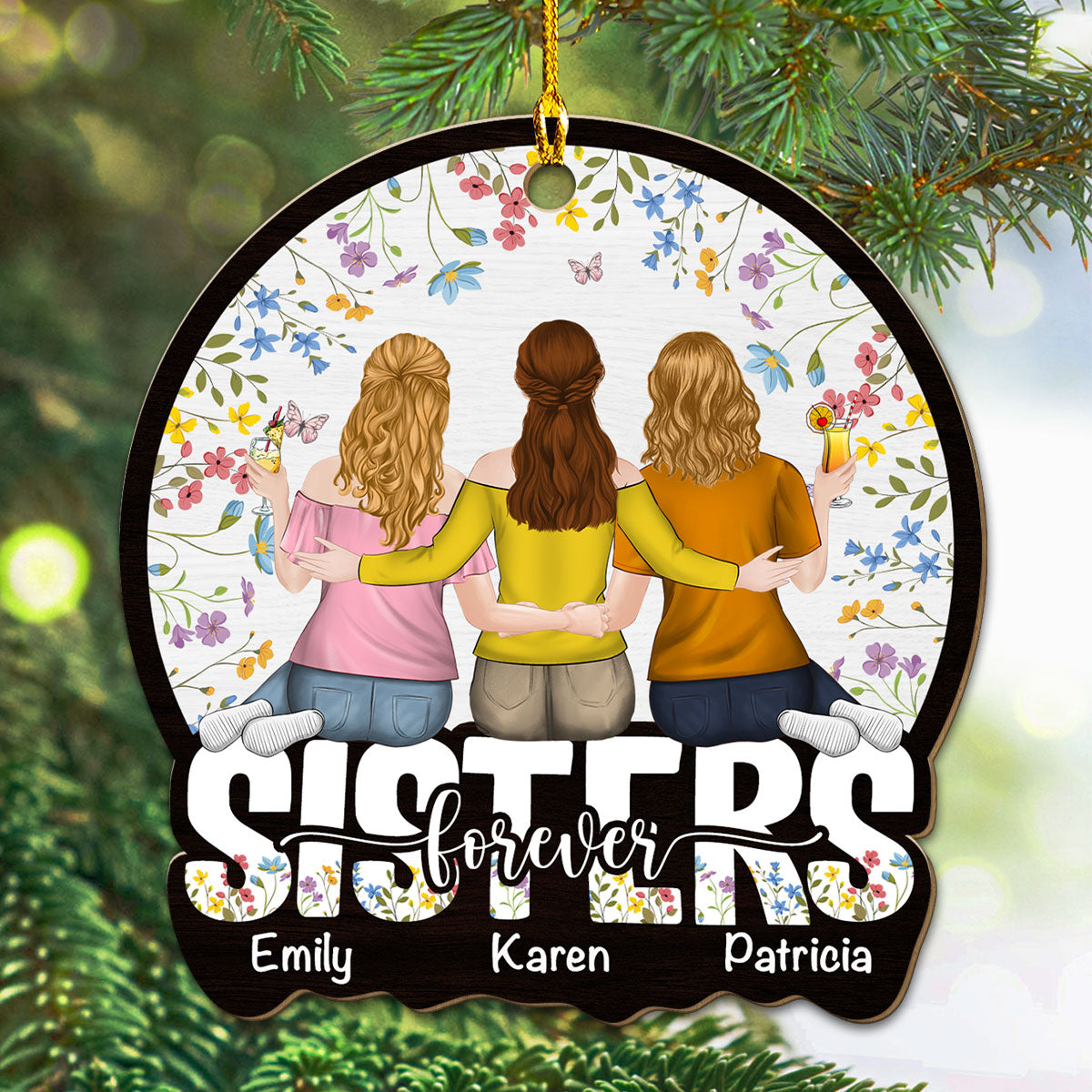 Custom Keepsake Christmas Ornament •  Bestie Colorful - Personalized Wood Ornament