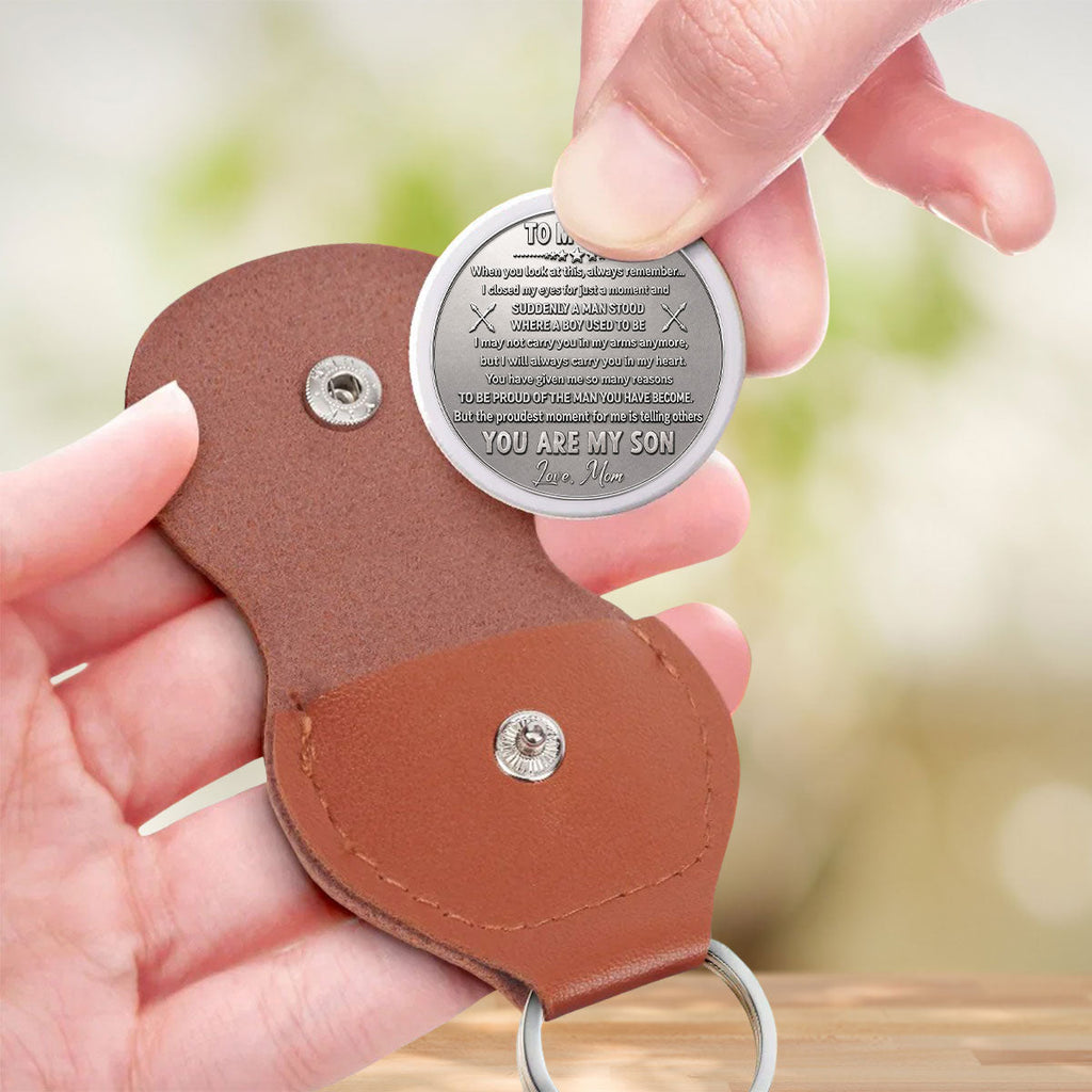 Custom Son Coin Keychain, Father's Day Birthday Gifts • The Man You Have Become - Personalized 3D Effect Pocket Hug