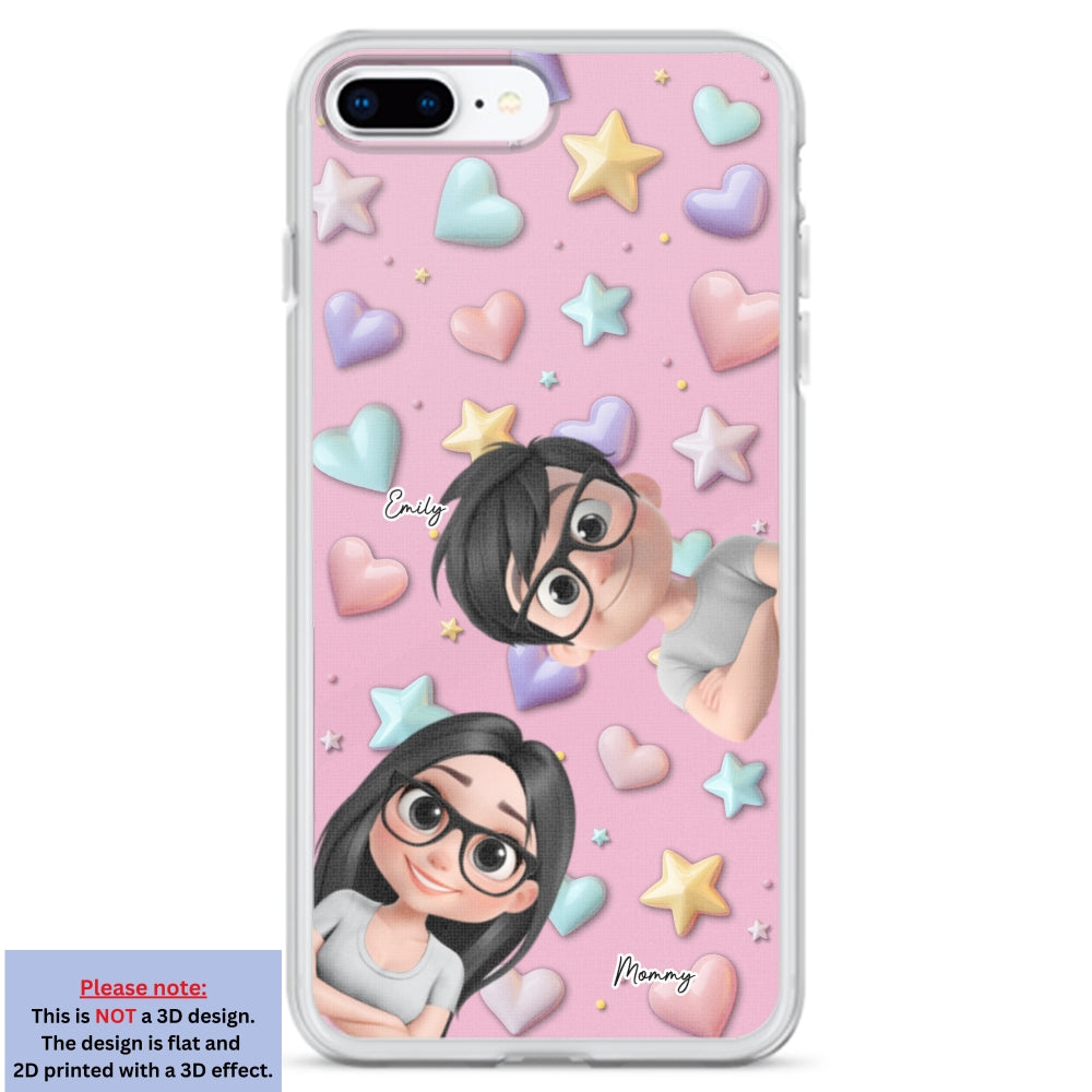 Linda Mamá y Niños - Funda de Teléfono Personalizada con Efecto 3D