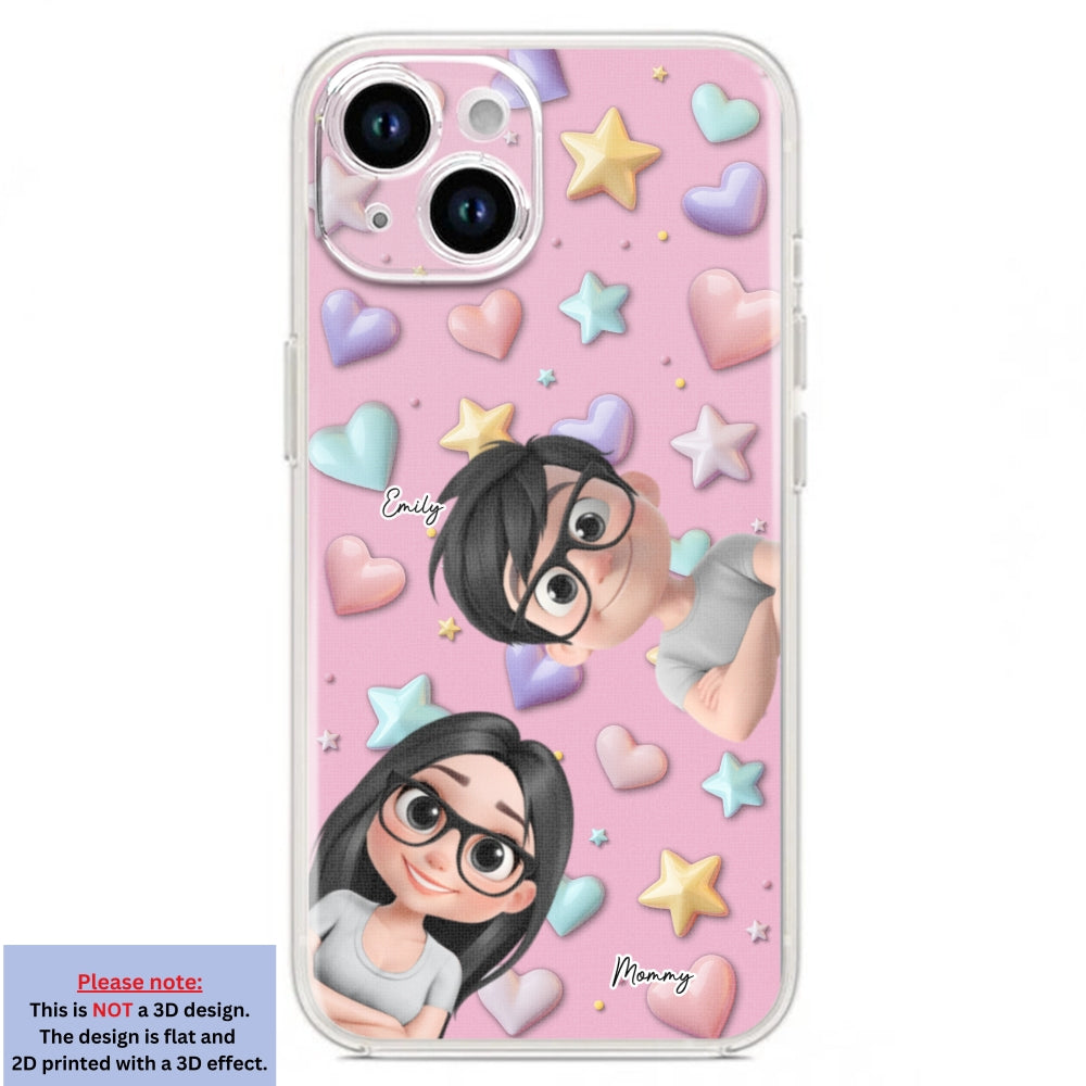Linda Mamá y Niños - Funda de Teléfono Personalizada con Efecto 3D