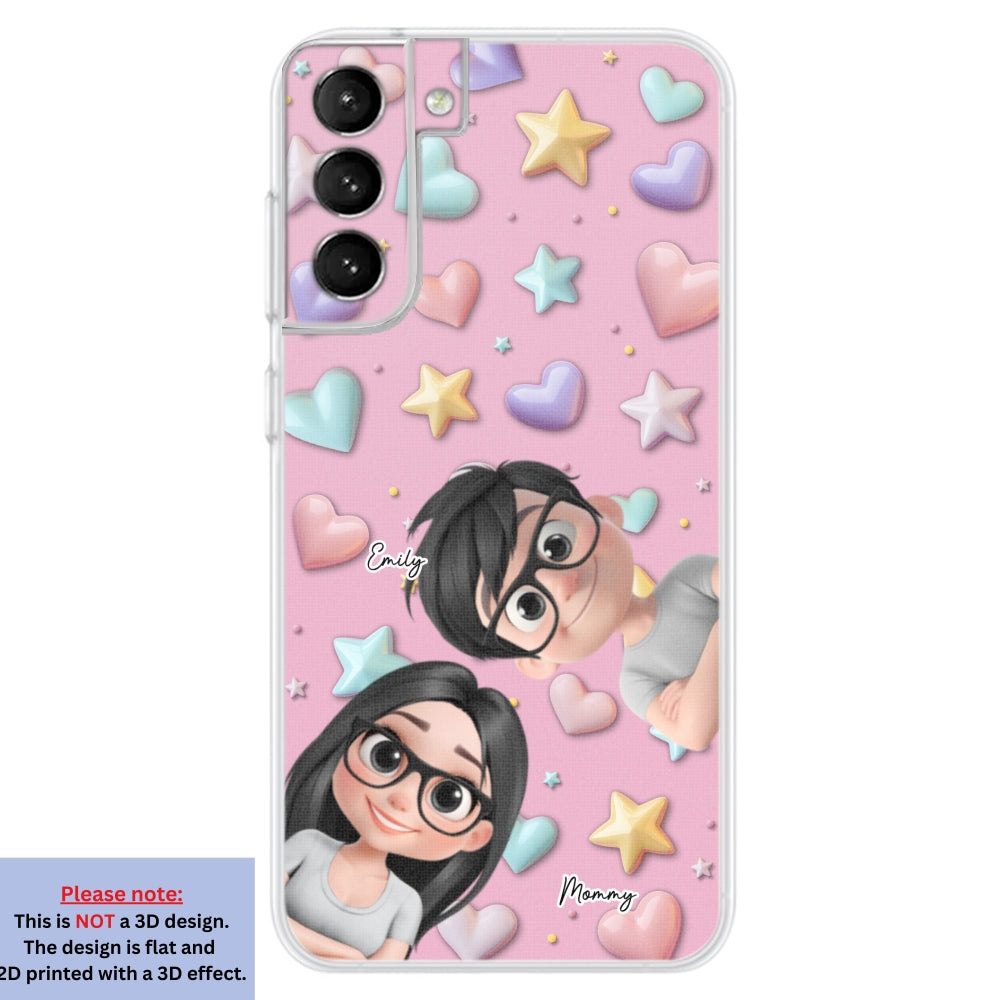 Linda Mamá y Niños - Funda de Teléfono Personalizada con Efecto 3D